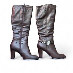Brown Leather Knee-High Boots